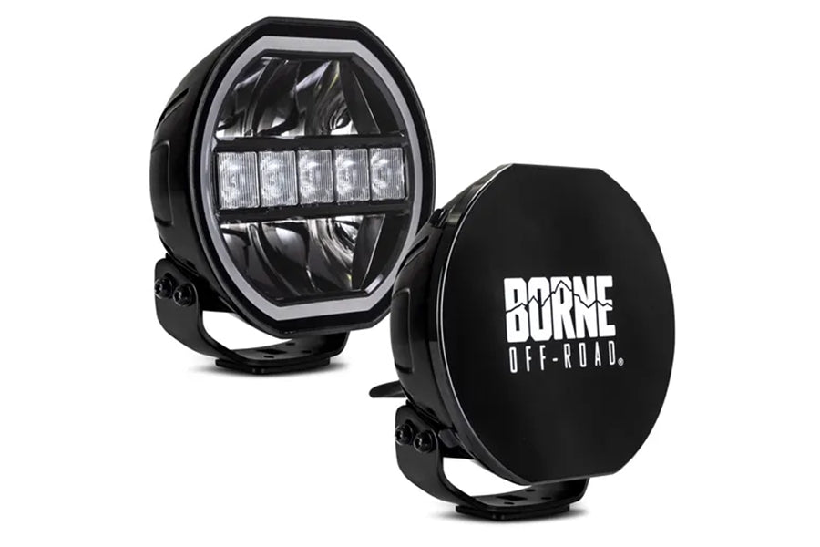Borne Off Road 7 Inch Round LED Light Kit - High Performance Pair for Trucks, Jeeps & ATVs - Durable Off-Road Lighting for Night Driving, Trail Adventures & Outdoor Exploration
