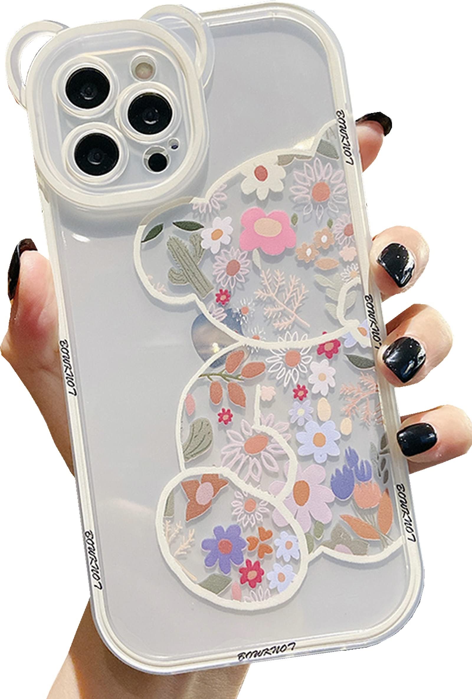 Shinymore iPhone 11 Case - Cute Bear Camera Protector with Clear Floral Design for Women & Girls | Perfect for Everyday Use, School & Travel
