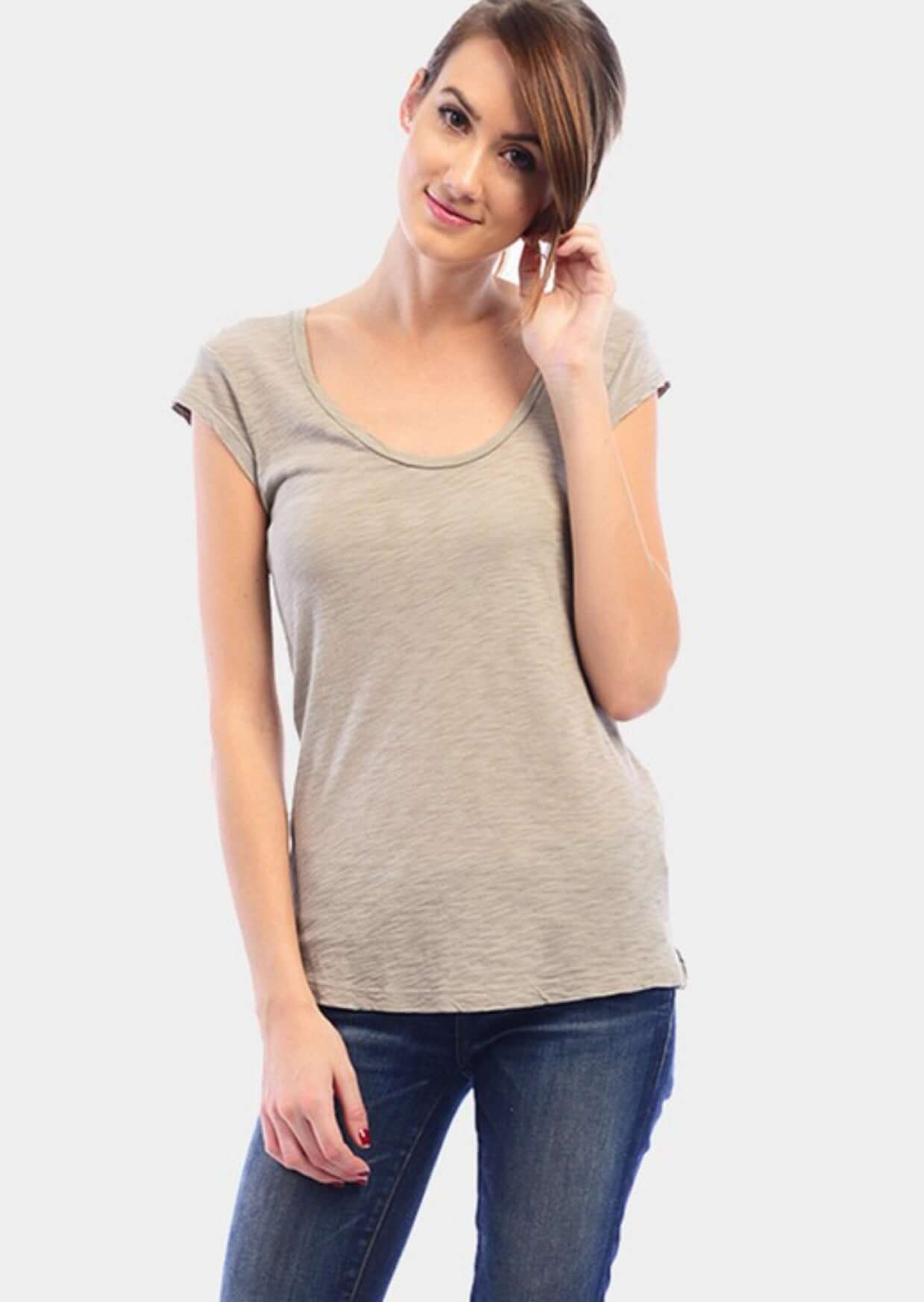 Premium Scoop Neck Fitted T-Shirt for Women | Soft Cotton Made in USA | Perfect for Casual Wear, Layering & Everyday Comfort
