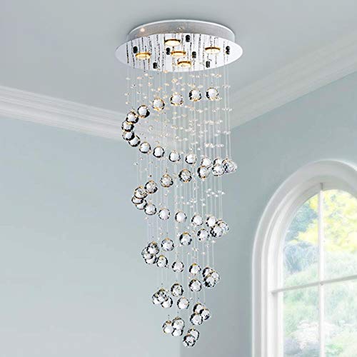 Saint Mossi 5-Lights Modern Raindrop Crystal Chandelier - K9 Crystal Height Light Fixture with Chrome Finish for Dining Room, Living Room, Foyer | Elegant Home Decor & Ceiling Lighting for Parties, Weddings, Dining Areas
