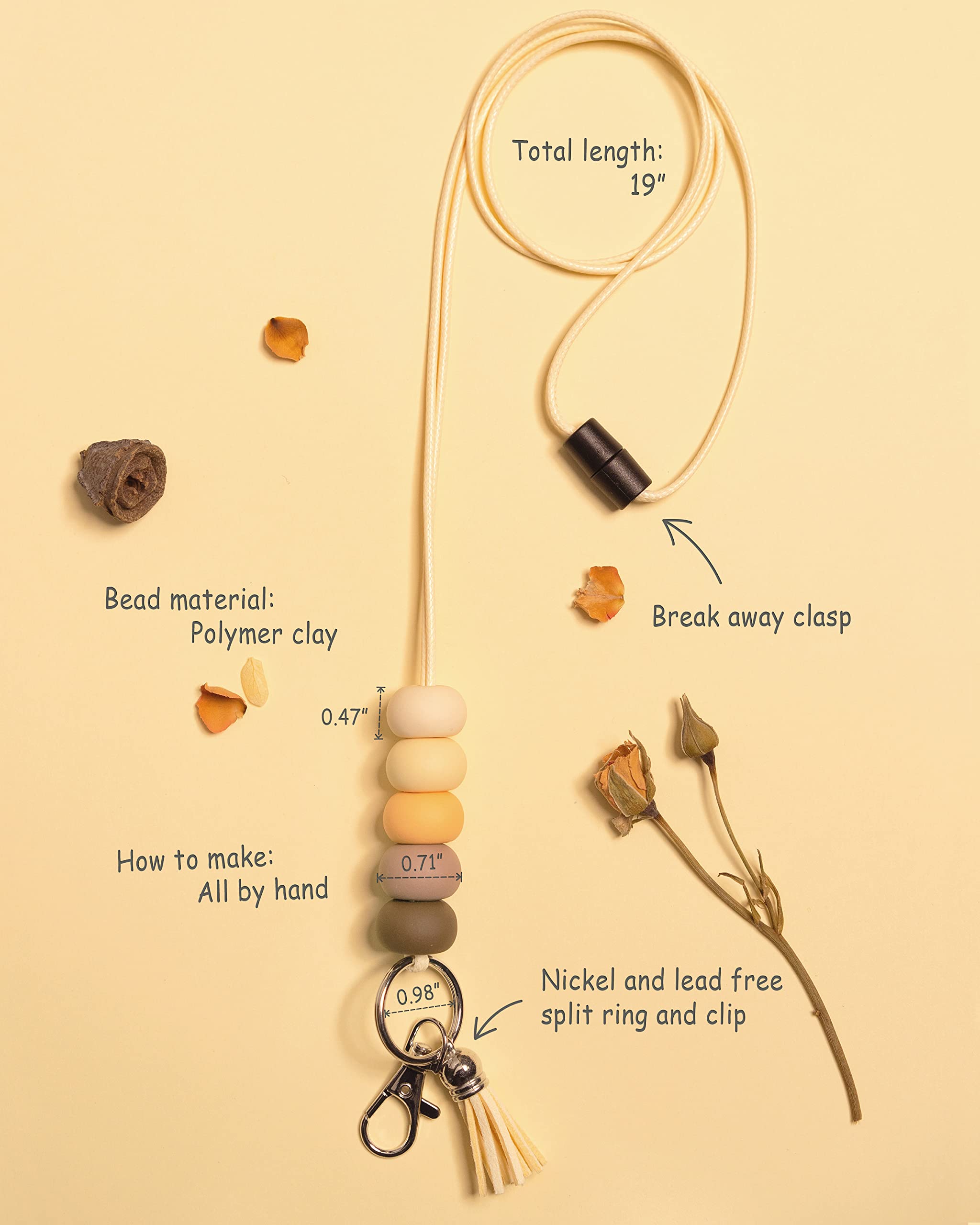 Handmade Beaded Lanyard for Teachers - ID Badge & Key Holder - 1PC for Work & School