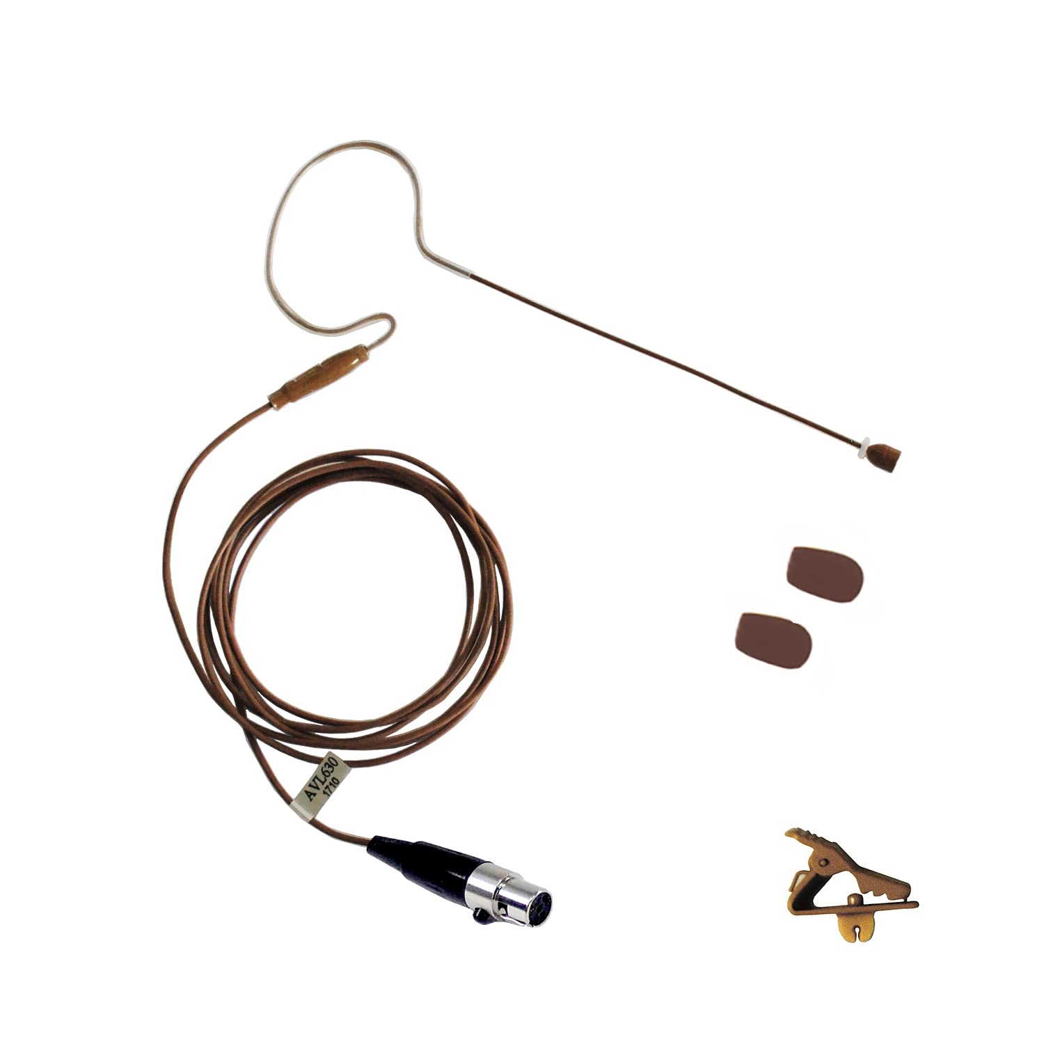 Shure Wireless System Mini Headset Microphone Replacement - Cocoa Earhook Mic for Clear Audio in Live Performances & Studio Recording