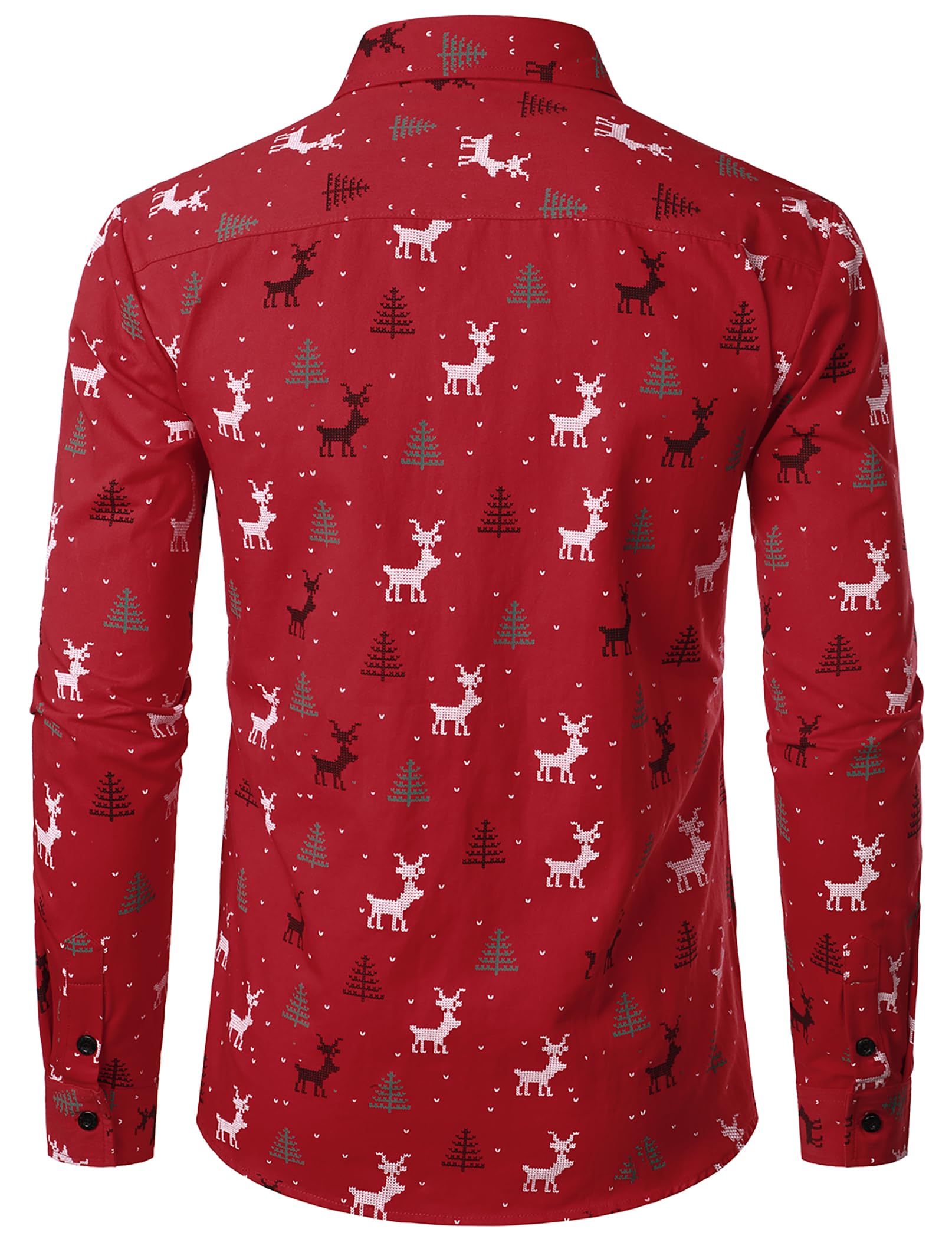JOGAL Men's Christmas Shirts - Santa Claus Holiday Party Long Sleeve Button Down Shirt for Festive Gatherings, Ugly Sweater Parties & Family Celebrations