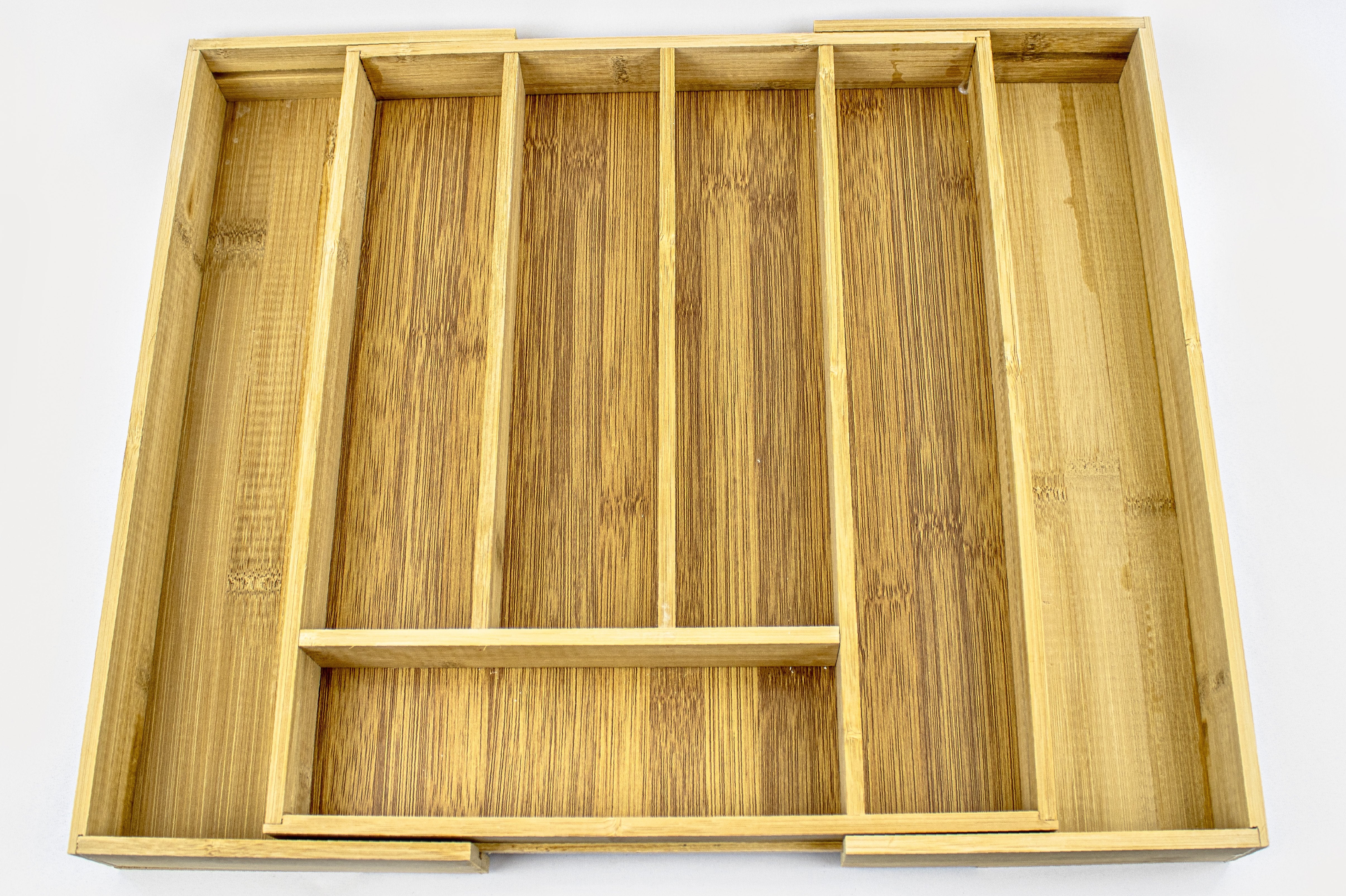 16.75x12.5 Inch Bamboo Expandable Cutlery Tray - Adjustable Kitchen Utensil Organizer for Drawer Storage | Perfect for Silverware, Knives, Spoons & Forks Organization in Home, Restaurant or Office