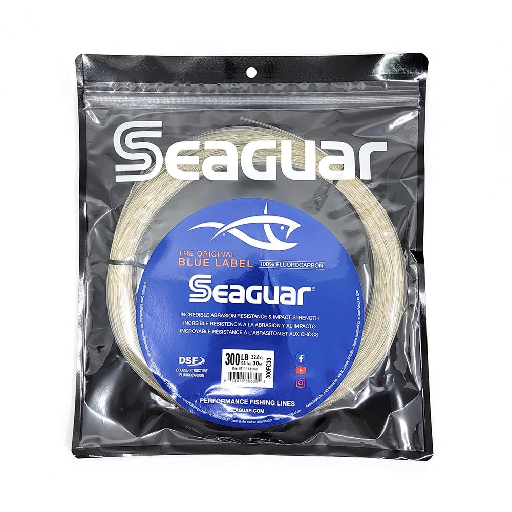 Seaguar Blue Label Big Game Fluorocarbon Fishing Line - 30m (100ft) - High Strength, Low Visibility, Saltwater & Freshwater Use - Perfect for Bass, Trout, and Deep Sea Fishing