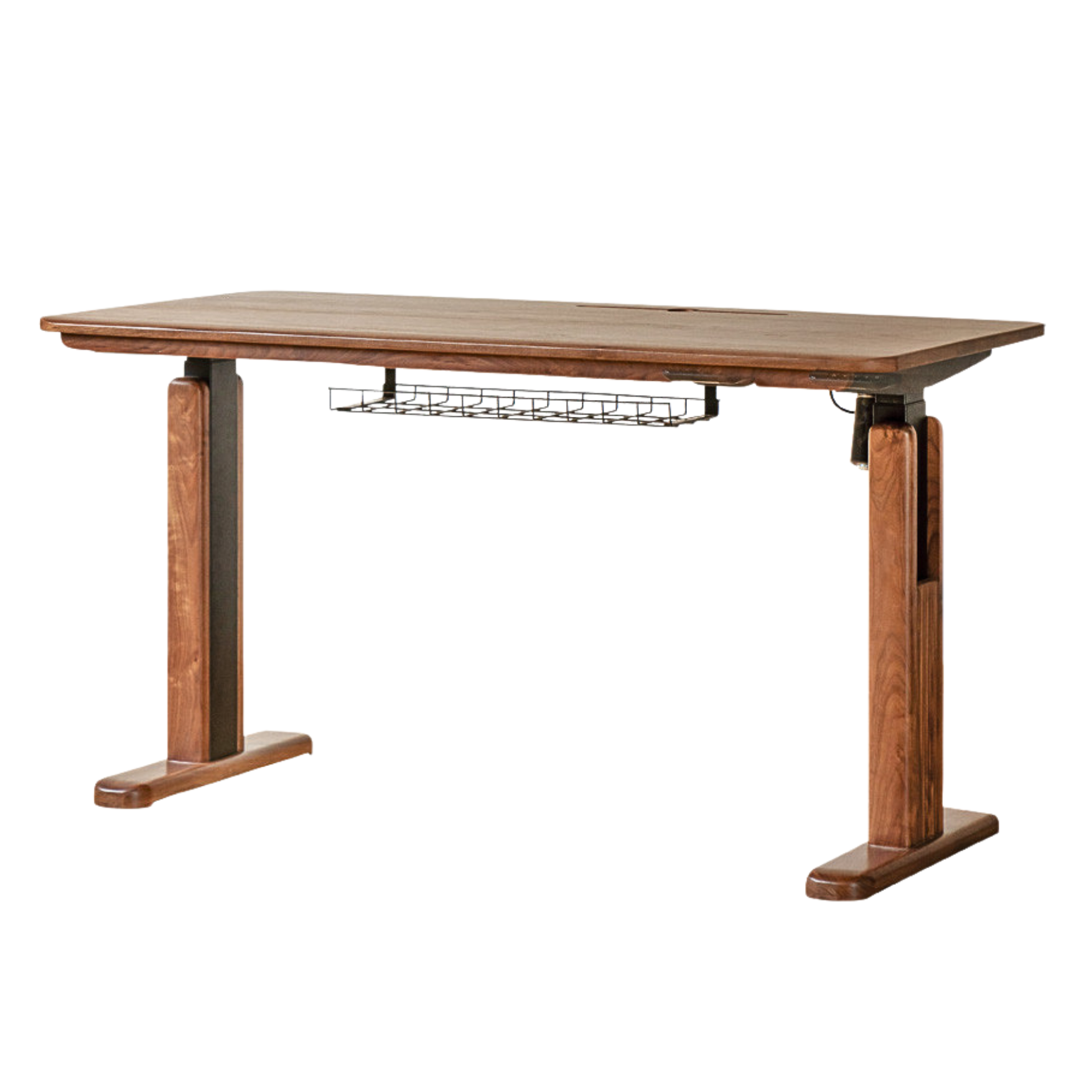 Black Walnut Solid Wood Electric Standing Desk - Adjustable Height Home Office Desk for Work & Study - Ergonomic Sit to Stand Desk for Computer, Laptop & Gaming Setup