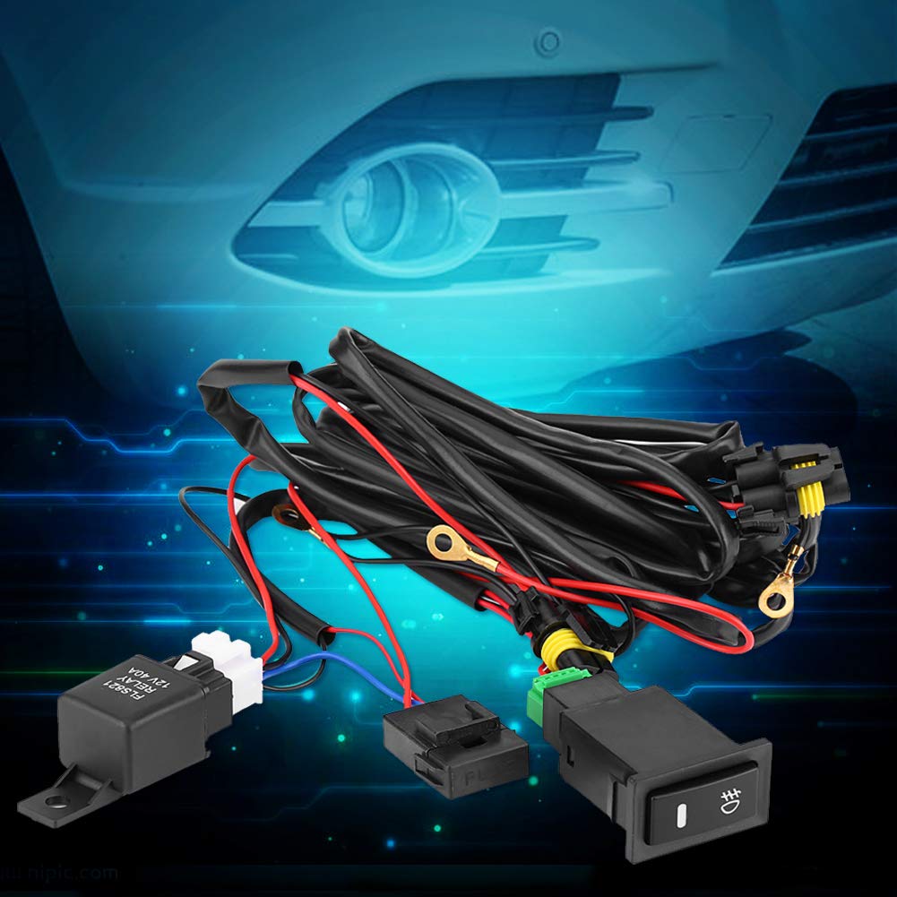 Qiilu 12V Universal On Off Switch Relay Kit - Waterproof Car LED Fog Light Wiring Harness for Trucks, Jeeps, SUVs | Easy Installation for Off-Road Driving & Night Visibility