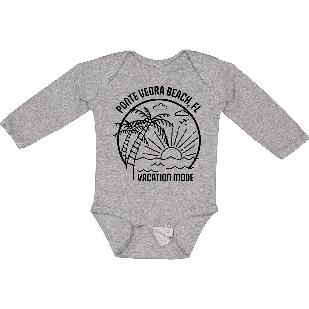 Inktastic Summer Vacation Mode Ponte Vedra Beach Florida Long Sleeve Baby Bodysuit - Soft Cotton Creeper for Boys & Girls, Beach Outfit & Family Vacation Matching Set