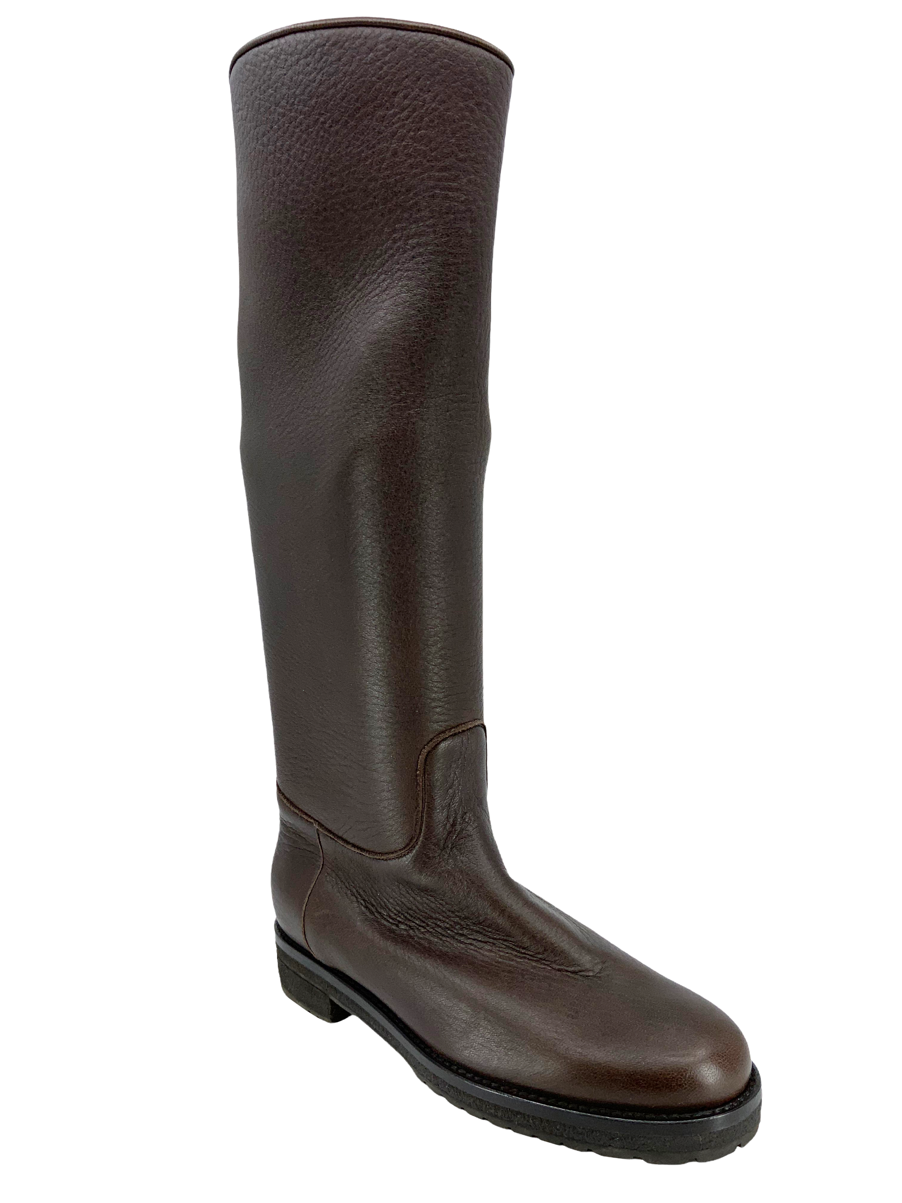 Loro Piana Genuine Leather Knee High Sauvanne Boots Women's Size 8.5 - Luxury Winter Fashion for Office & Evening Events