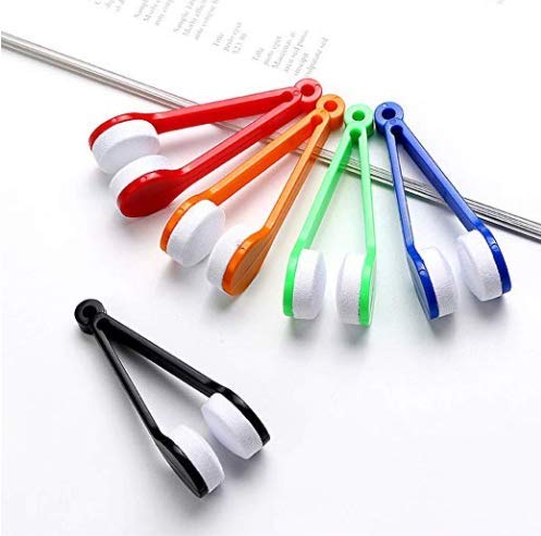 5-Pack Mini Sunglasses Cleaning Kit - Soft Microfiber Cloth & Brush Set for Eyeglasses, Spectacles (Random Colors) - Perfect for Travel, Office, and Home Use