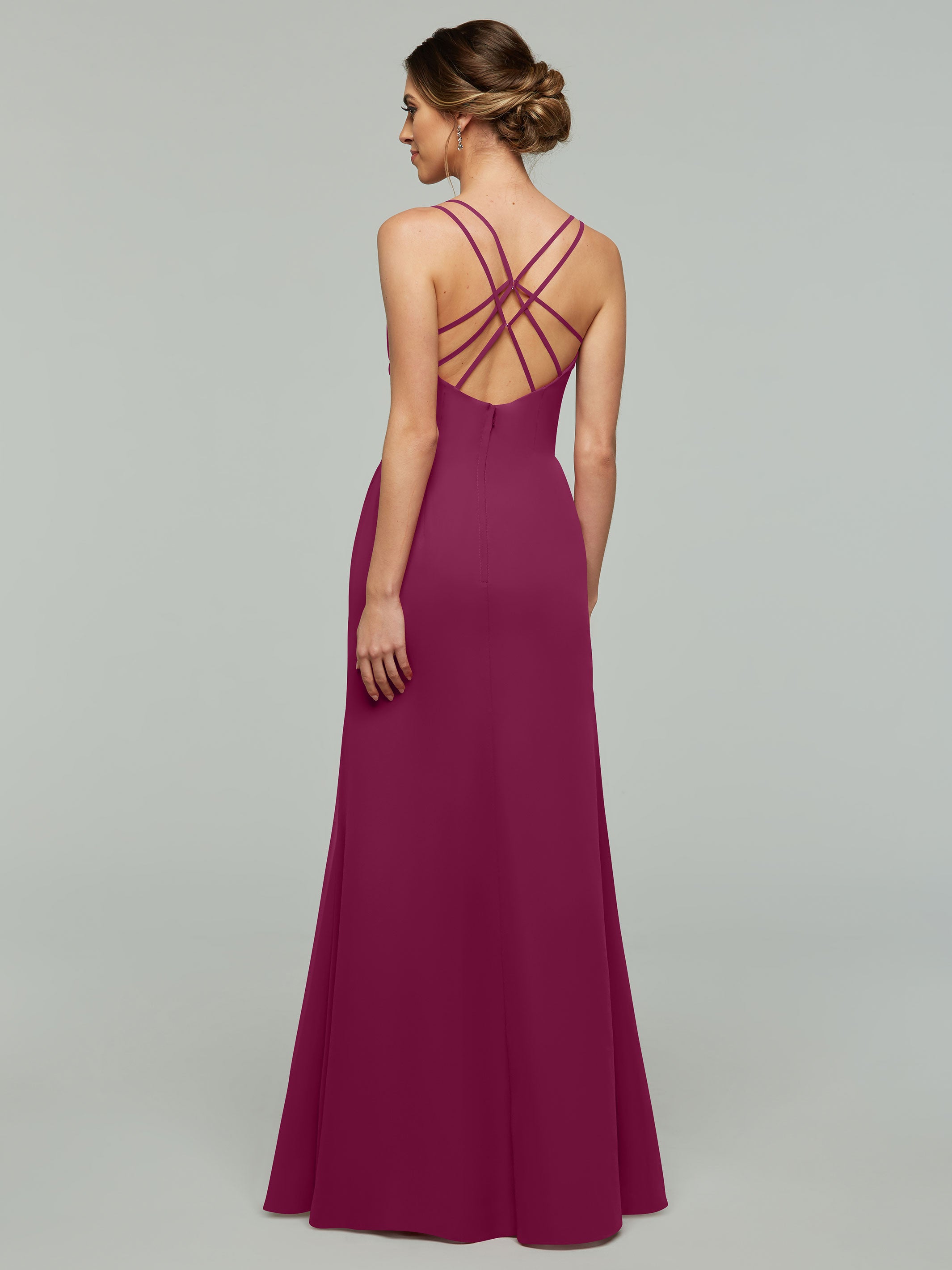 Elegant 80130 Chiffon Sheath Bridesmaid Dress - V Neck & High Slit Design for Weddings, Formal Events & Special Occasions