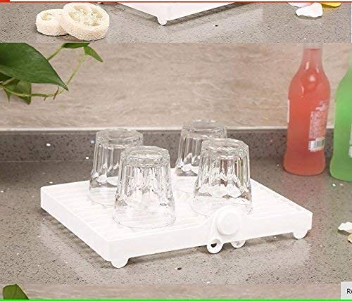 POXEFLIP 12-Slot Foldable Dish Drying Rack - Space Saving Plastic Plate Holder & Drainer for Kitchen Counter - Ideal for Small Apartments, Dorm Rooms, RVs (Multicolor)
