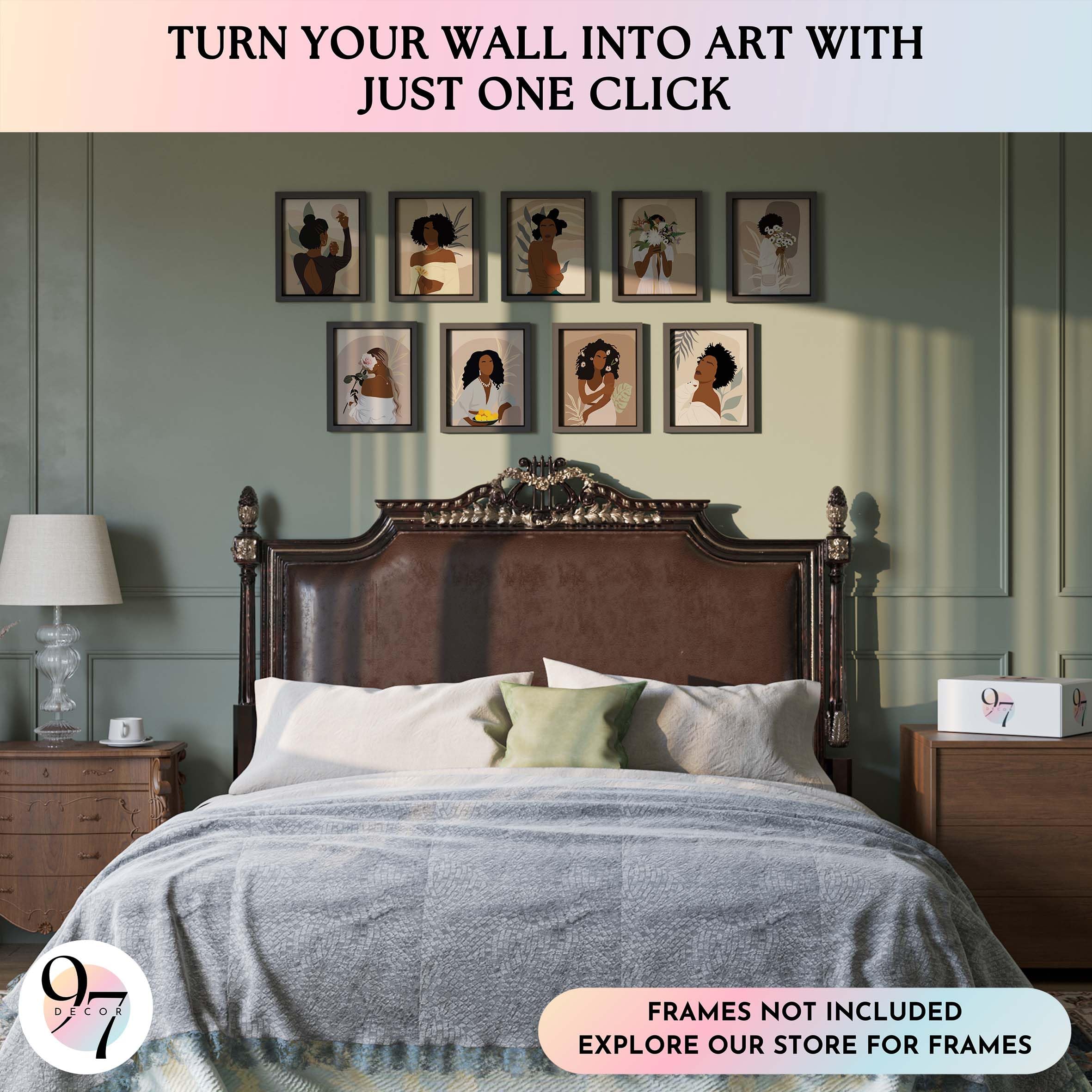 Black Woman Wall Art - African American Paintings for Home & Bedroom Decor (8x10 UNFRAMED)