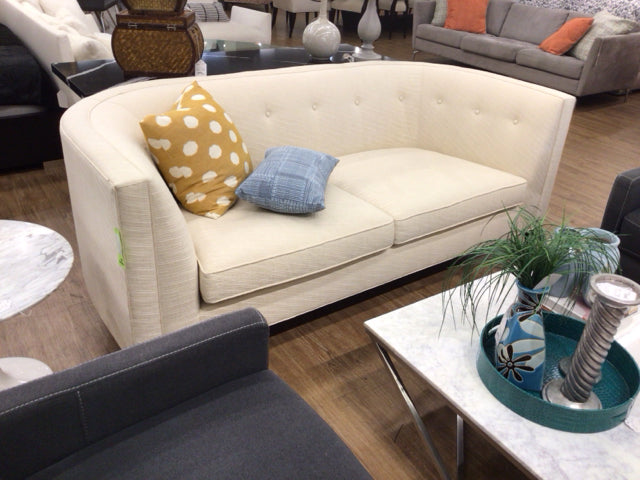 Mitchell Gold + Bob Williams Button Tufted Curved Back Sofa - Luxurious Upholstered Living Room Furniture for Modern Home Decor | Perfect for Lounge, Family Room & Office Waiting Area