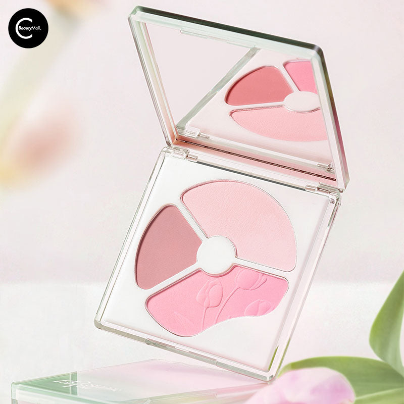 CCSHEER Grapefruit Blush Trio Palette - Natural Flush Cheek Makeup Set for Fair to Medium Skin Tones | Perfect for Everyday Wear, Date Night & Professional Makeup Looks