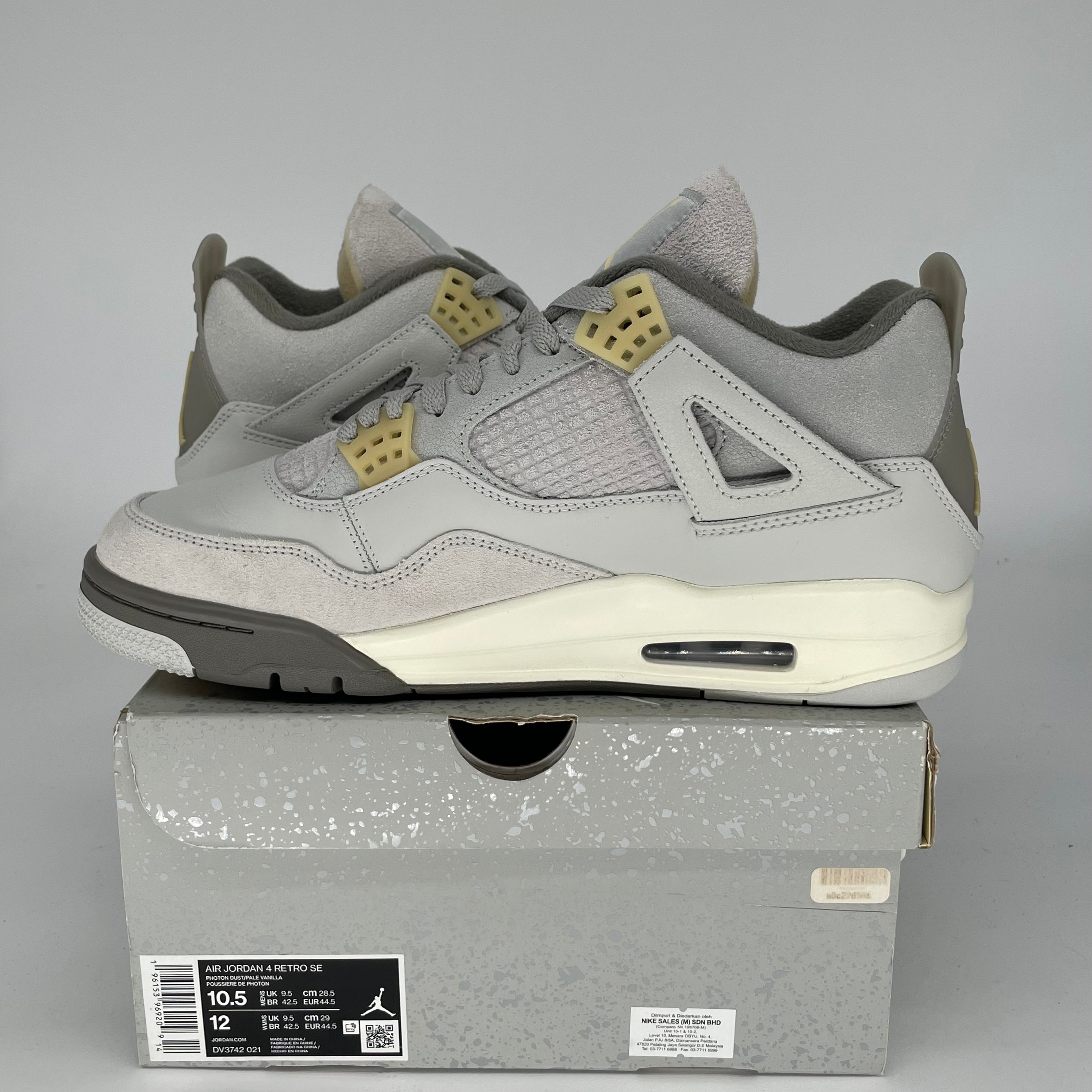 AIR JORDAN 4 CRAFT PHOTON DUST Sneakers - Men's Size 10.5/Women's Size 12 (DV3742-021) - Retro Basketball Shoes for Streetwear & Casual Outfits