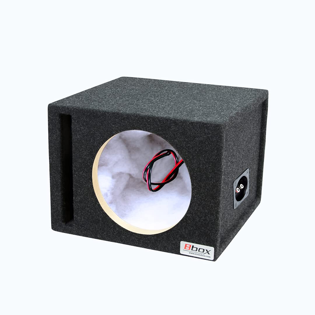 Atrend Bbox Car Pro Audio Speaker Enclosures - 10” Single Vented Subwoofer Box with High Grade MDF, Nickel Finish Terminals & 18 Gauge Cables for Enhanced Bass & Sound Quality | Perfect for Car Audio Upgrades & Custom Sound Systems