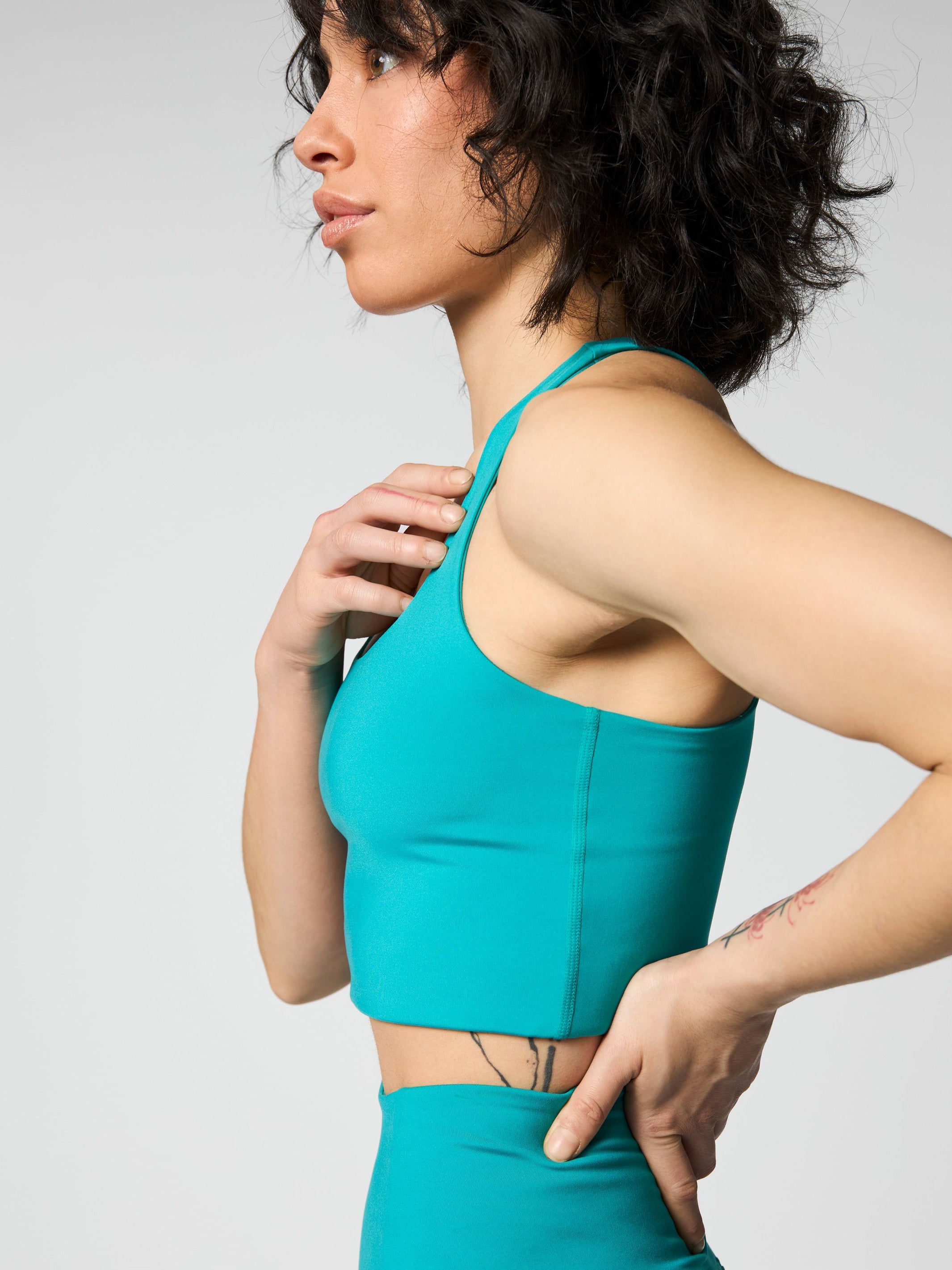 Girlfriend Collective Paloma Bra - High Support Sports Bra for Women, Peacock Blue - Perfect for Yoga, Running & Gym Workouts