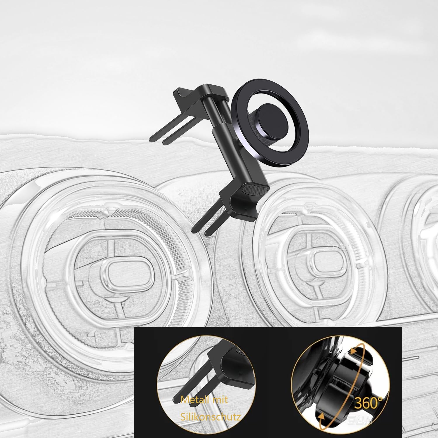 Universal Car Phone Mount Holder for Mercedes-Benz C/E/S/B/A/GLC/GLE/GLS/GLB/GLA Class & Mini Cooper/Countryman - Dashboard & Air Vent Compatible - Perfect for GPS Navigation & Hands-Free Driving