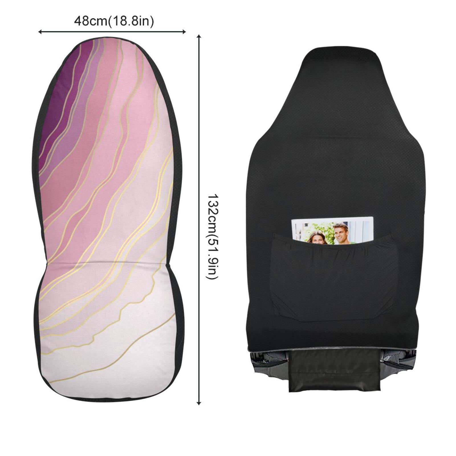 ALAZA Rose Gold Marble Mineral Car Seat Covers - Universal Fit for Cars, Trucks & SUVs | Front Seat Protectors & Decor for Men & Women | Waterproof & Anti-Slip Auto Accessories | Perfect for Commuting, Road Trips & Daily Driving