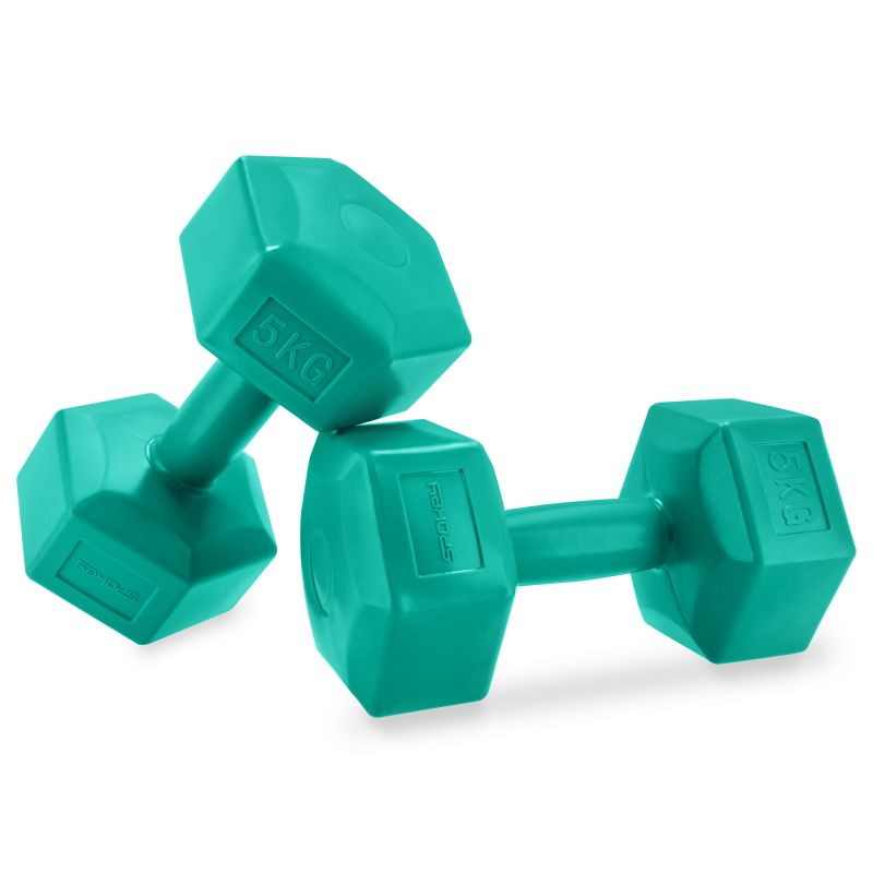 Spokey Monster Dumbbells 2 x 5 kg (11 lbs) - SPK 943622 - Premium Rubber Coated Free Weights for Home Gym, Strength Training & CrossFit Workouts