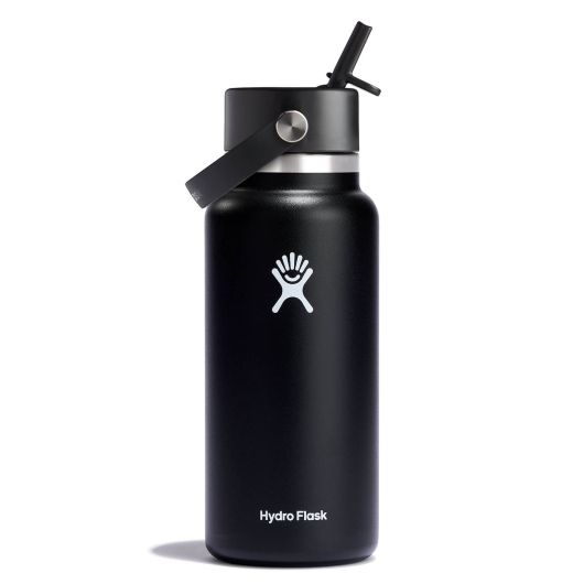 Hydro Flask 32 oz Wide Mouth Water Bottle with Flex Straw Lid - Insulated Stainless Steel Vacuum Flask for Hiking, Gym & Outdoor Activities