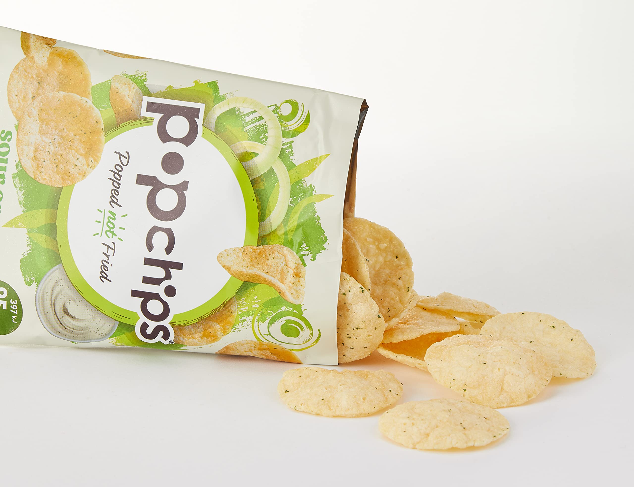Popchips Sour Cream & Onion Popped Potato Chips - 23g Bags (24 Pack) | Healthy Snacks for Parties, Lunch Boxes & On-the-Go
