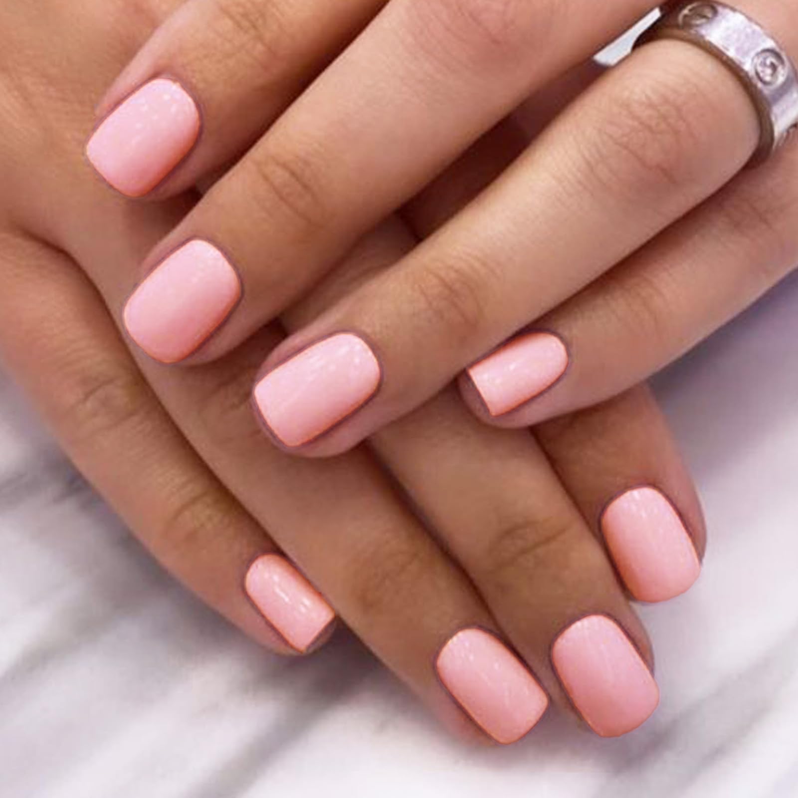 Glamermaid Extra Short Squoval Press on Nails - 24Pcs Light Pink Glossy Fake Nails with UV Finish | Reusable Acrylic False Nails Kit for Women | Perfect for Spring Summer Manicures, Weddings & Special Occasions