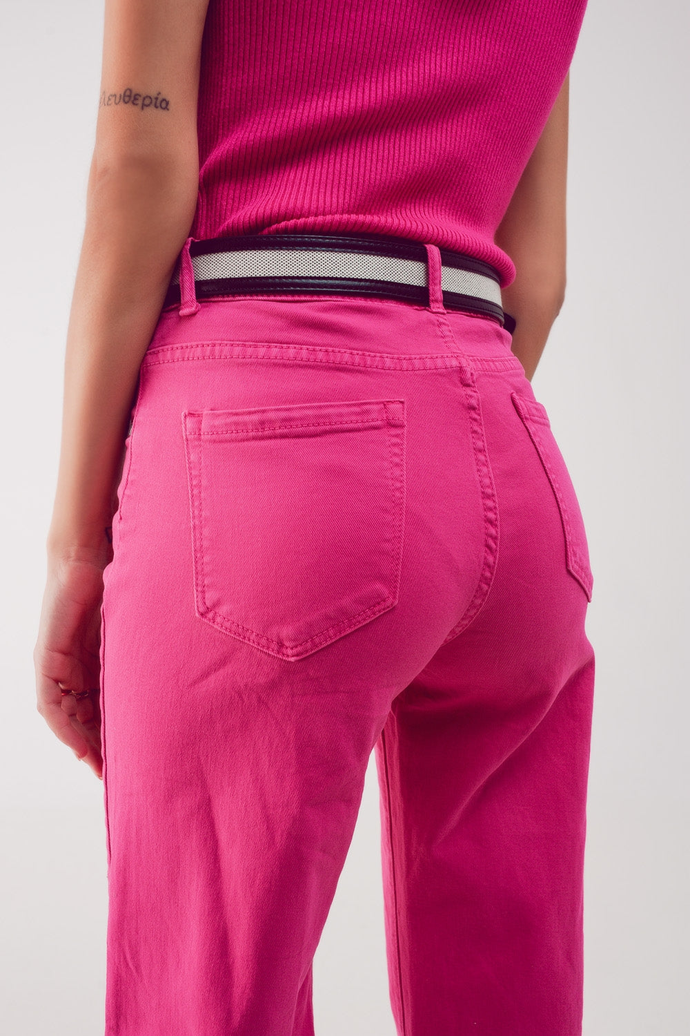 Women's Fuchsia High-Waisted Stretch Jeans - Comfortable & Stylish for Casual Wear, Work & Date Nights