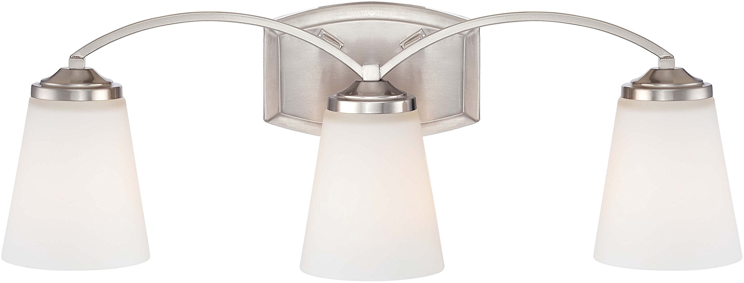 Minka Lavery 6963-84 Nickel 3-Light Bathroom Vanity Wall Sconce with Overland Park Glass - Elegant Lighting for Bathroom, Powder Room, and Dressing Area