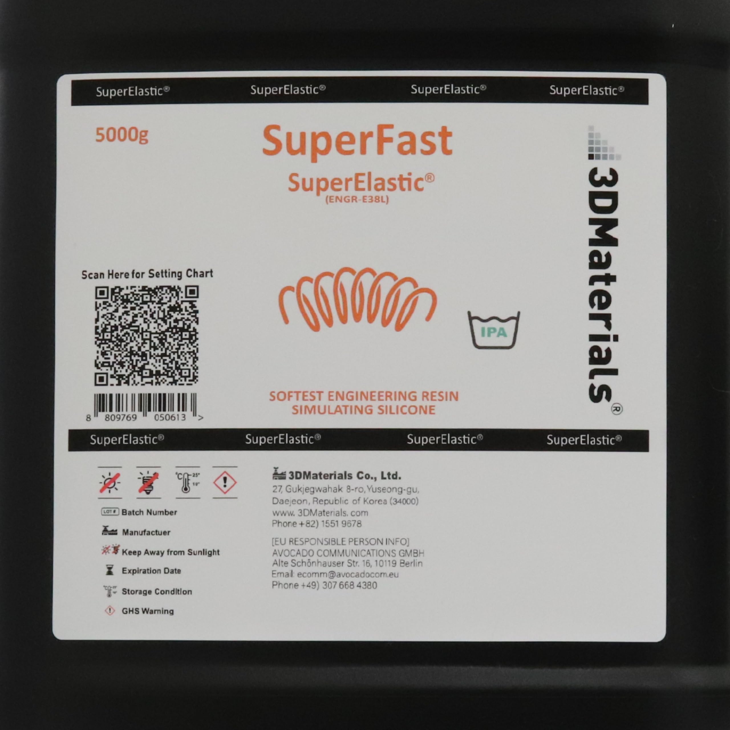 3DMaterials SuperElastic 3D Printer Resin - 60A Softness Flexible Resin for Cosplay, Prosthetics & Medical Models (5000g, Clear) | High-Quality Korean-Made Photopolymer for Smooth Printing & Realistic Silicone Simulation