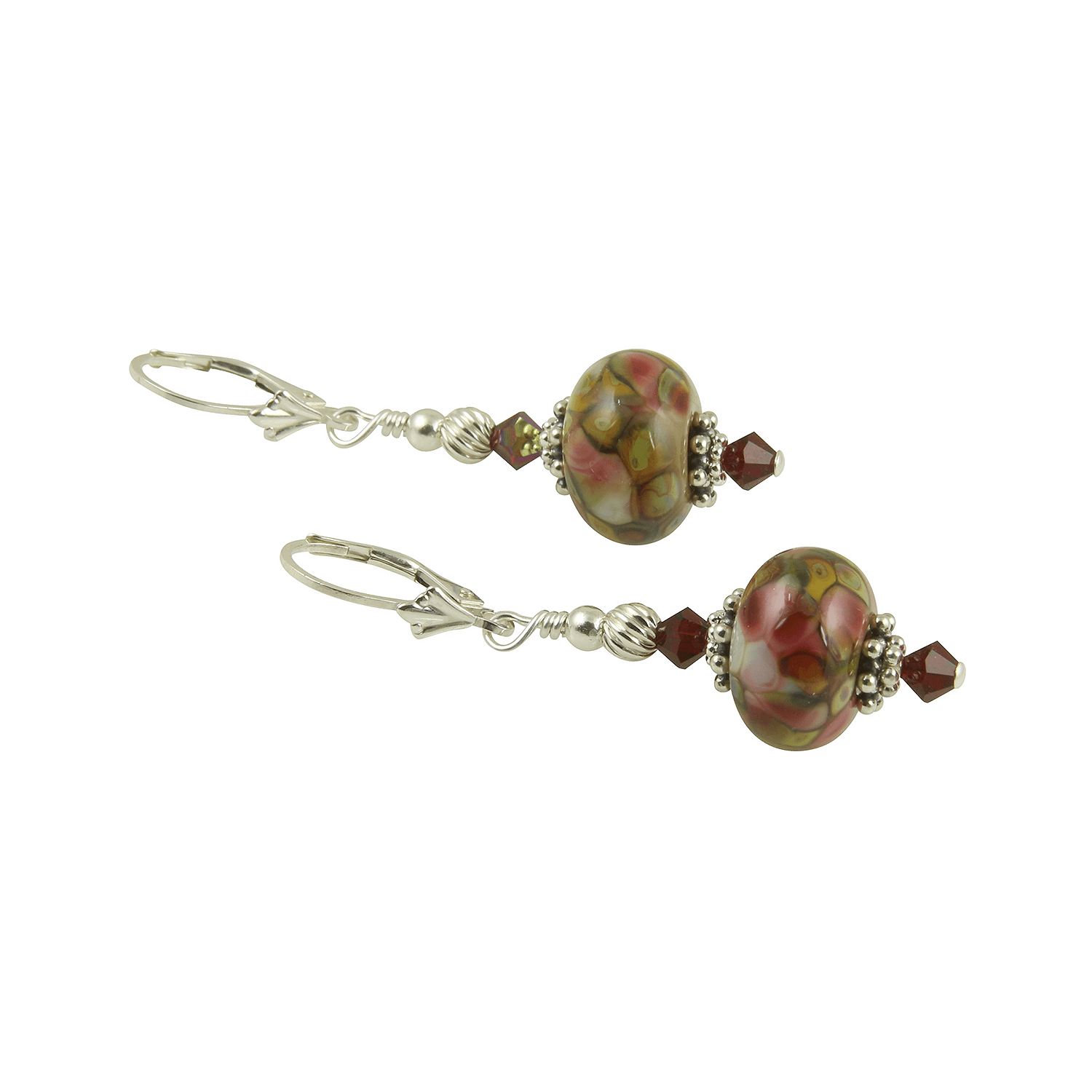 Elegant Tiffany Style Ruby Lampwork Earrings for Women - Handmade Glass Bead Jewelry for Parties, Weddings & Special Occasions