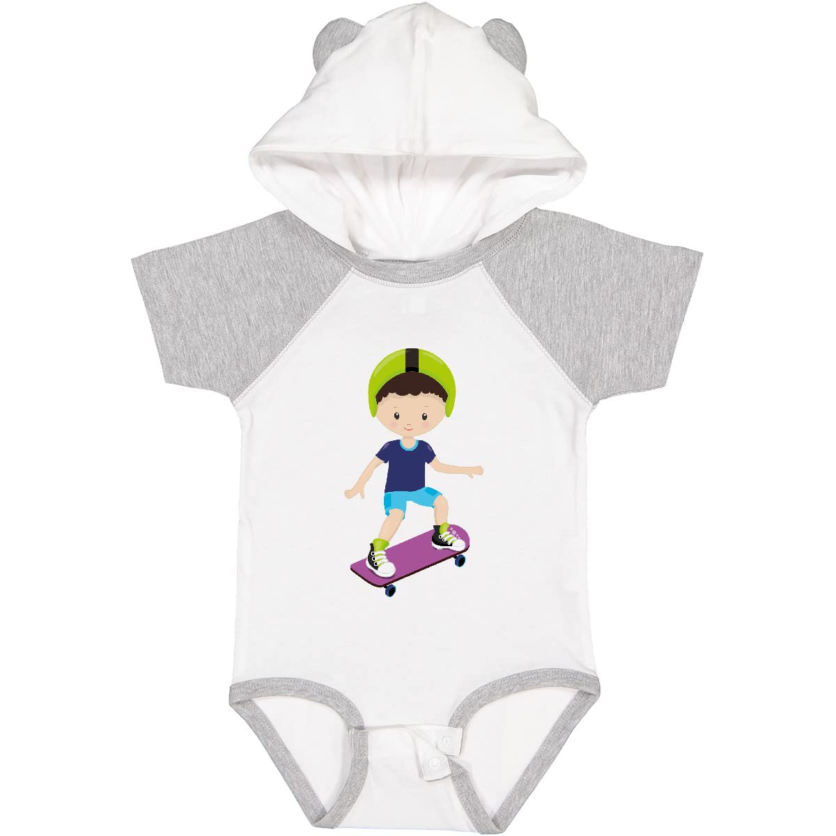 Inktastic Skateboard Baby Bodysuit - Cute Brown Hair Boy Skateboarding Outfit | Perfect for Toddler Boys, Skateboard Enthusiasts & Playdates