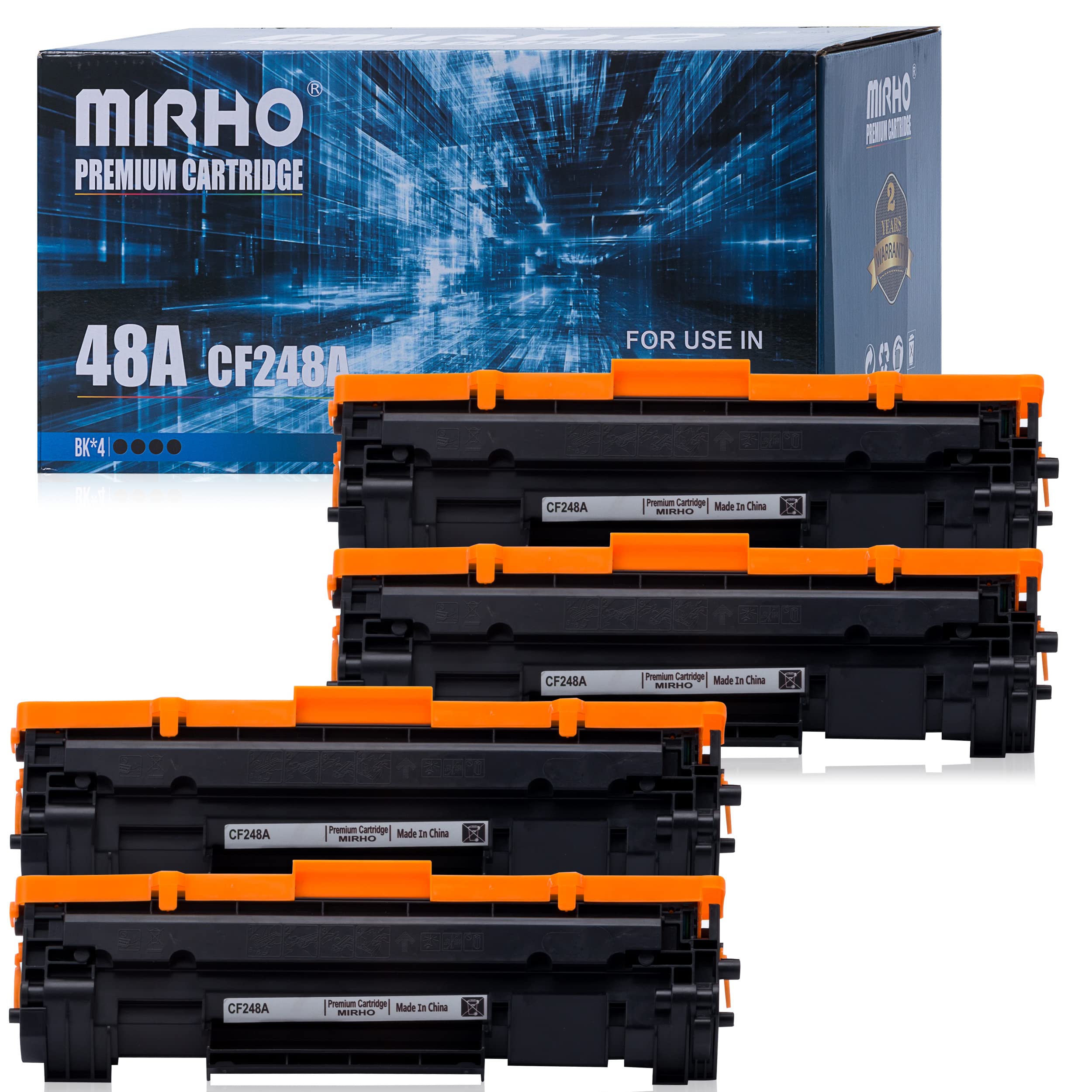 MIRHO Compatible HP 48A CF248A Toner Cartridge Replacement (4-Pack, Black) - 1500 Page Yield for HP LaserJet Pro M15A/M15W/MFP M28A/28W Printers - Ideal for Home Office & Small Business Printing Needs