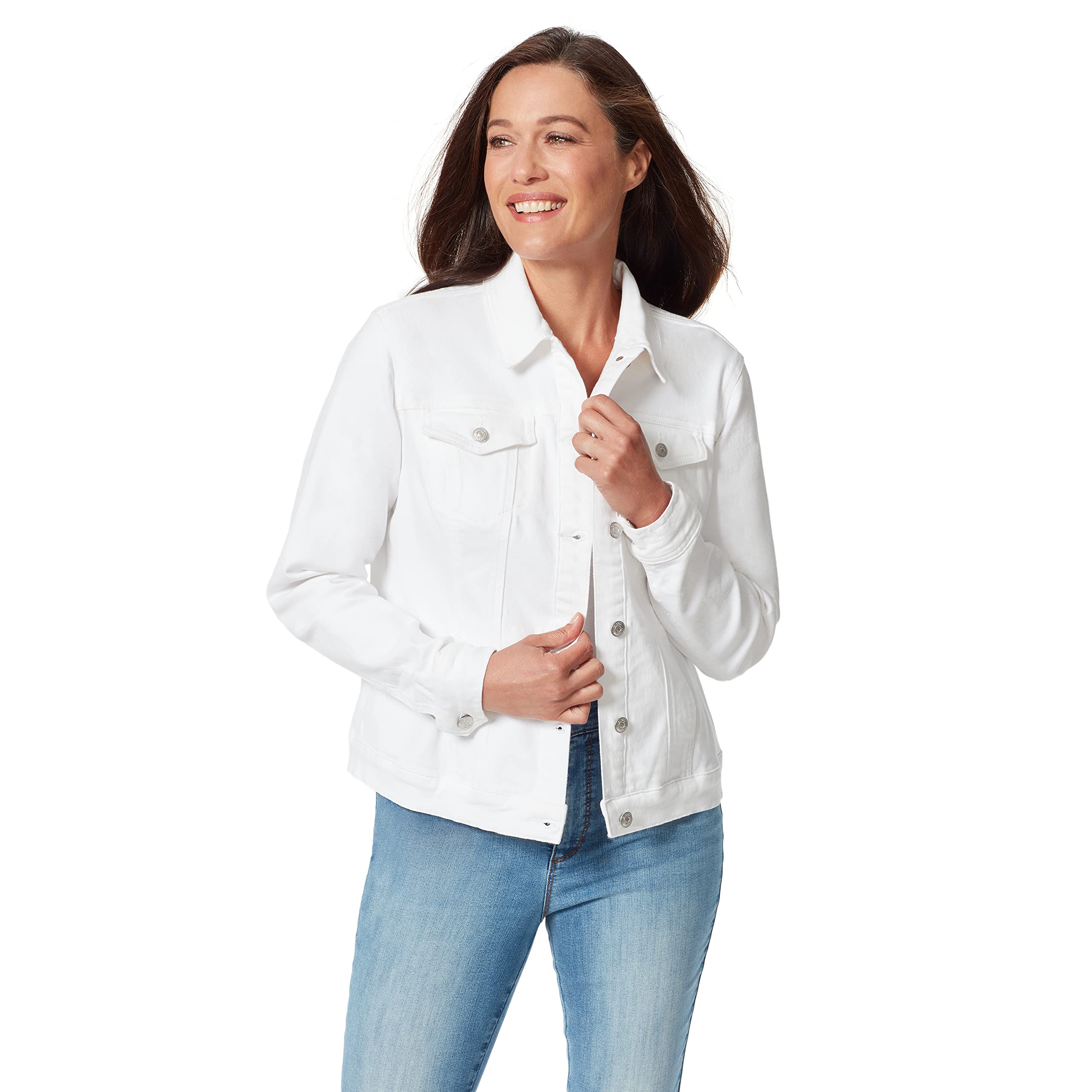 Gloria Vanderbilt Women's Amanda Denim Jean Jacket - Stylish Lightweight Denim Jacket for Women, Casual Outerwear for Spring & Fall, Perfect for Layering Outfits
