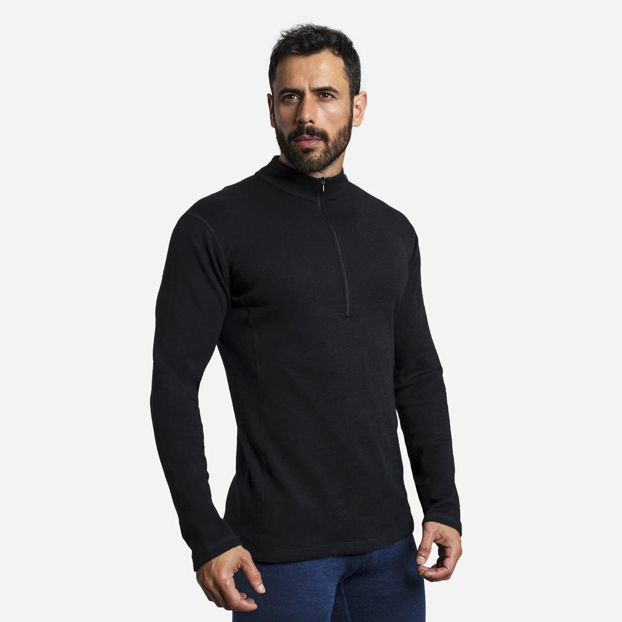 Men's Alpaca Wool Base Layer - 300 Lightweight Half Zip Thermal Shirt for Hiking, Skiing & Winter Outdoor Activities