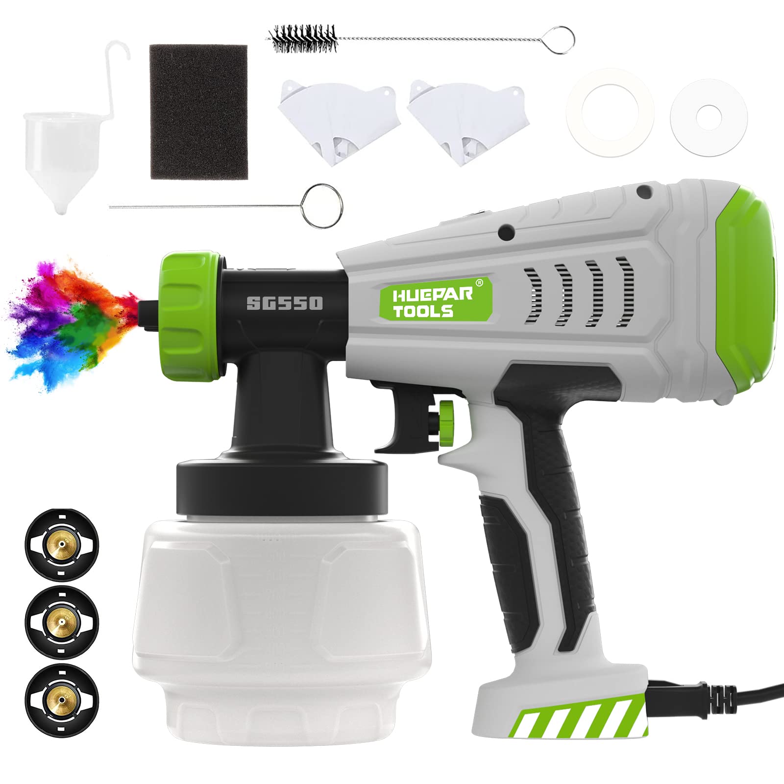 Huepar HVLP Paint Sprayer with 4 Nozzles - for Walls, Ceiling & Furniture