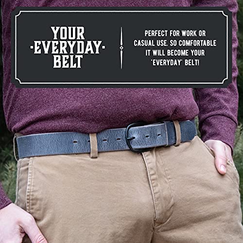 Main Street Forge The Bootlegger Leather Belt for Men – Genuine Full Grain Leather, Handcrafted in USA – Perfect for Casual Wear, Work & Outdoor Activities