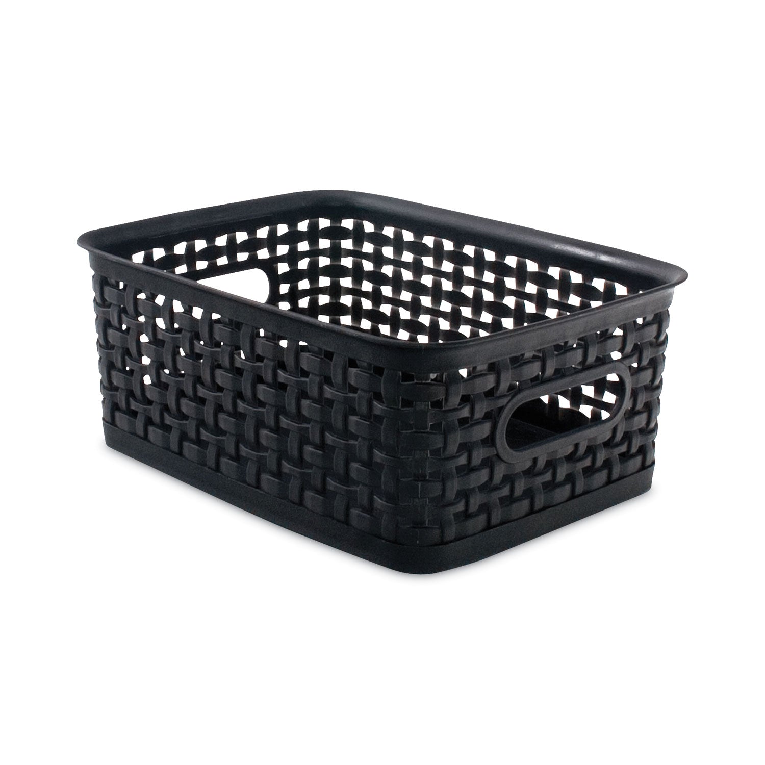 Advantus Small Plastic Weave Storage Bin - 10 x 7.5 x 4 Inches, Black Organizer Basket for Home, Office & Closet Organization | Perfect for Toys, Crafts, and Office Supplies Storage