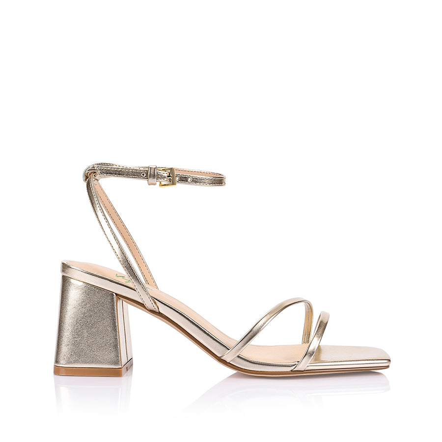 Stevie Block Heel Sandals for Women - Comfortable Champagne Gold Dress Sandals for Weddings, Parties & Summer Outfits