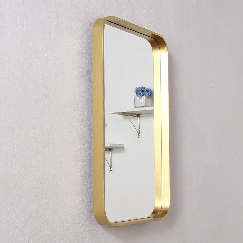 Nordic Golden Bathroom Vanity Mirror - Wall Mounted Brass Iron Full Length Square Mirror for Small Apartment & Home Decor (7050) - Perfect for Bathroom, Bedroom, and Entryway Makeup Area