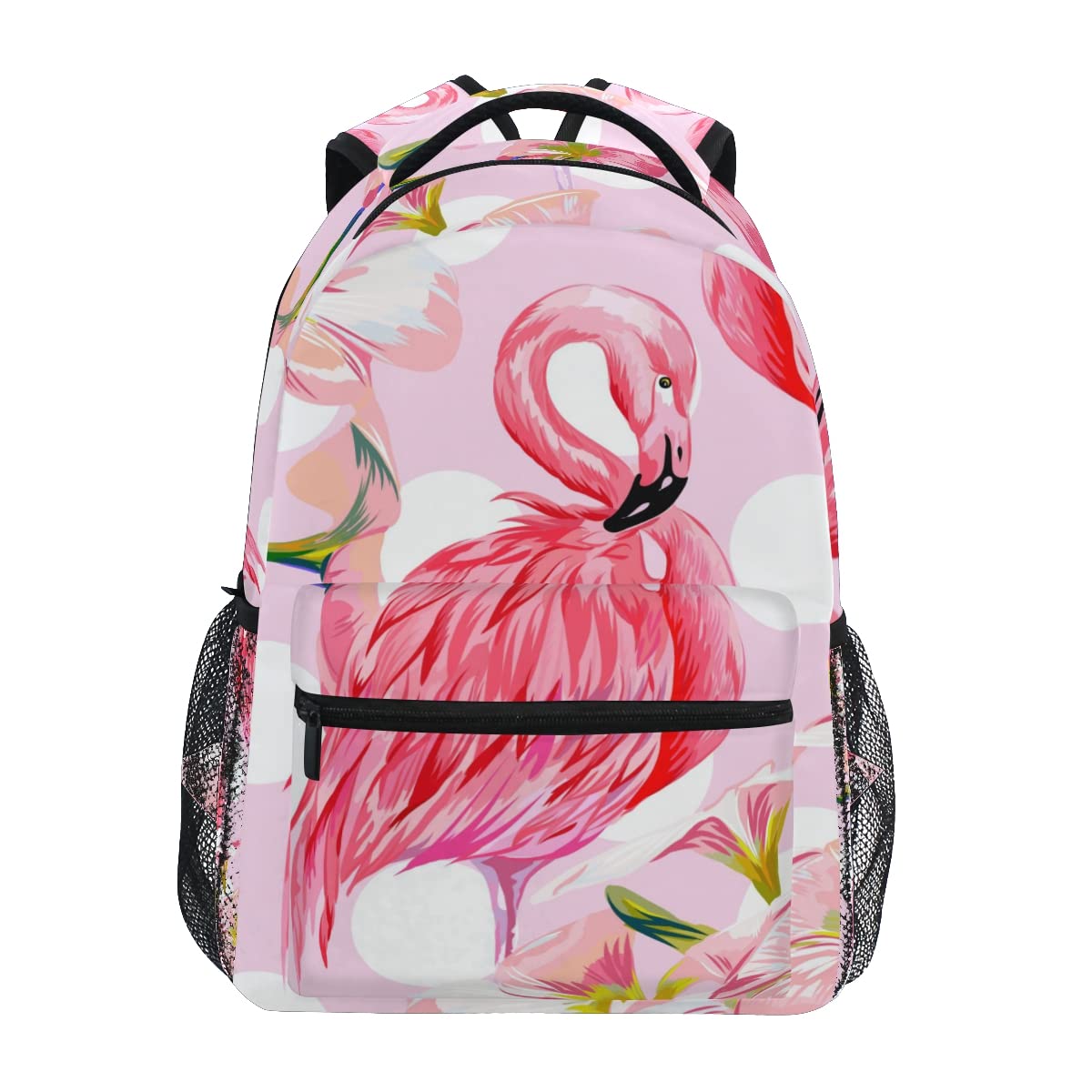 Pink Flamingo Print School Backpack for Boys & Girls - Lightweight Bookbag with Adjustable Straps for Elementary, Middle School & College - Perfect for Daily Use, Travel & Outdoor Activities