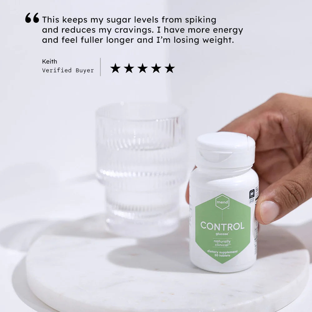 Mend Control Glucose Support Supplement - Natural Blood Sugar Balance for Diabetics & Prediabetics - Helps Maintain Healthy Glucose Levels - Ideal for Daily Use & Active Lifestyle