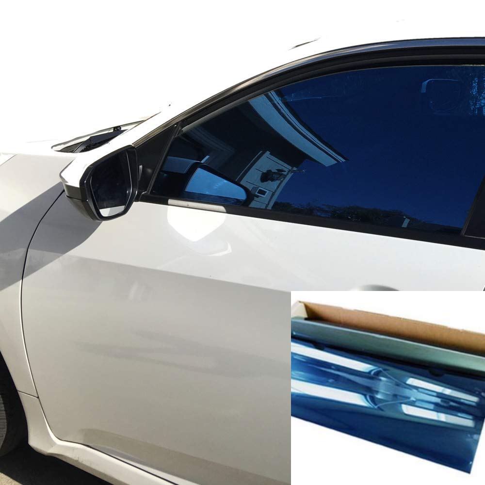 One Way Mirror Reflective Car Window Tint Film - 10% VLT, Blue (40