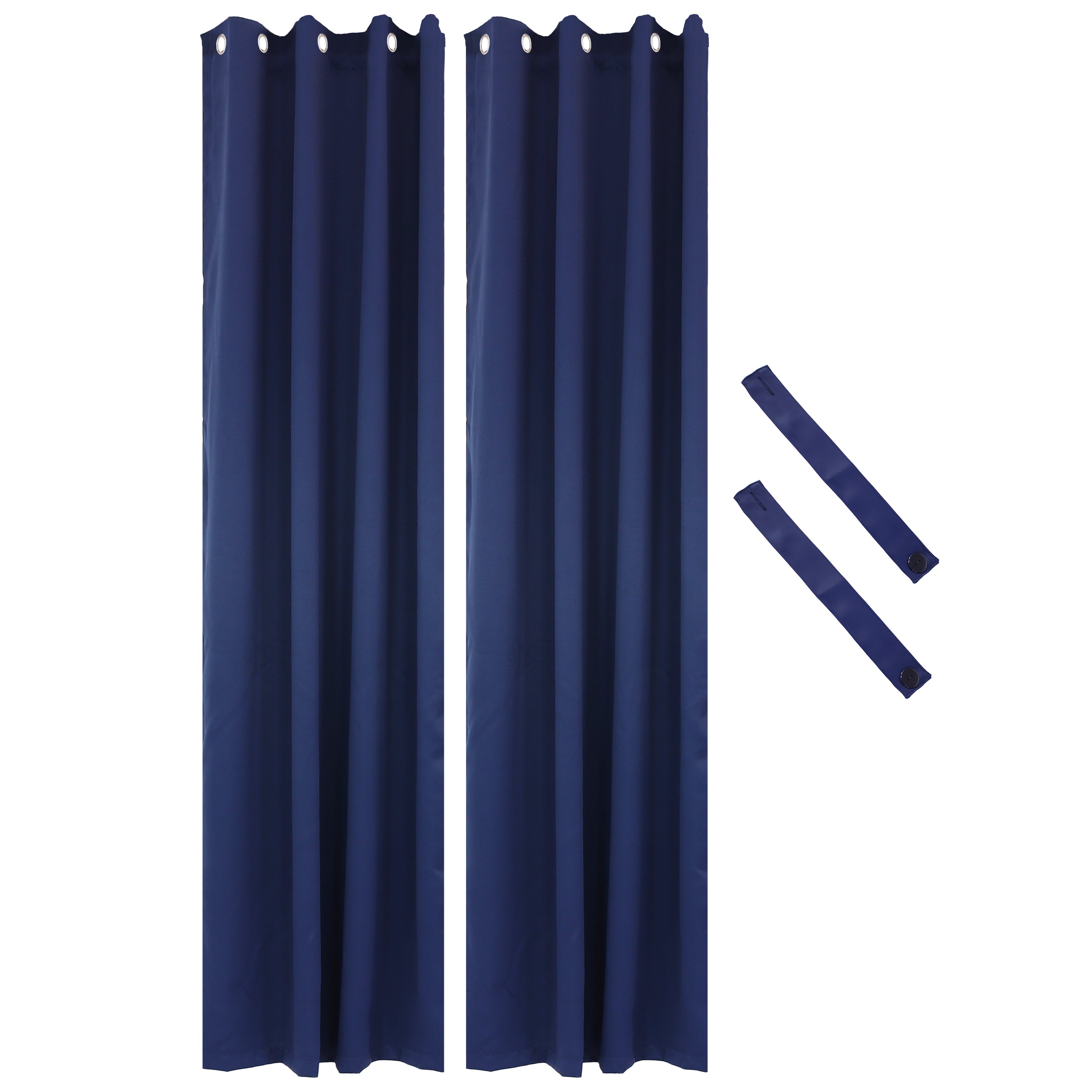 Blackout Curtain Panels with Grommet Top for Bedroom & Living Room - Sunnydaze Outdoor Light Blocking Window Drapes for Privacy & Sleep