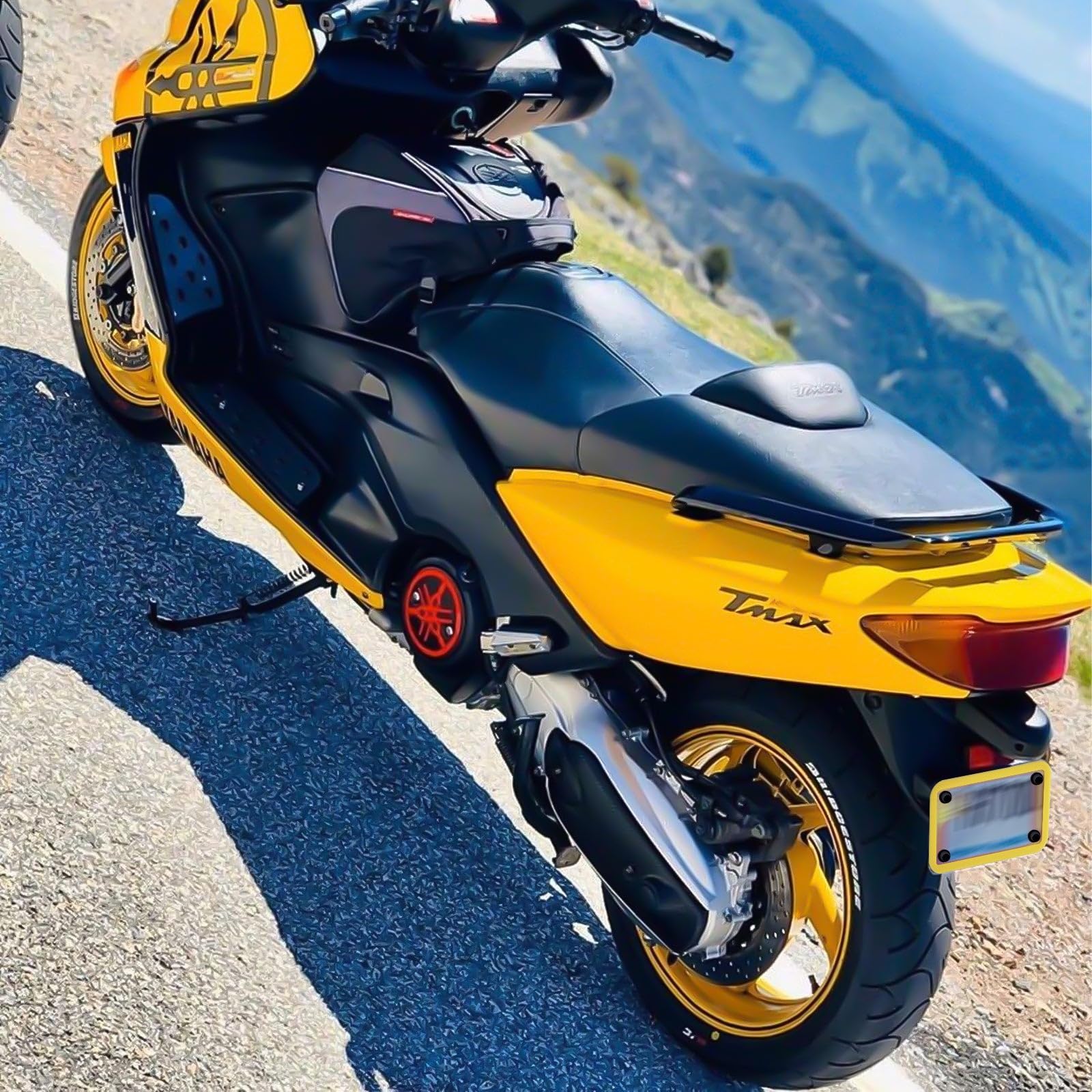 Xotic Tech Motorcycle Silicone License Plate Frame - Durable, Rust Proof, Rattle Proof & Weather Resistant Motorbike Plate Holder (Yellow, 7.56