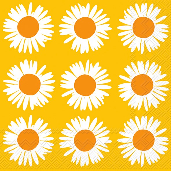 Marimekko AURINGONKUKKA Orange Paper Cocktail Napkins - Set of 20 Premium Party Napkins for Drinks, Weddings & Dinner Parties