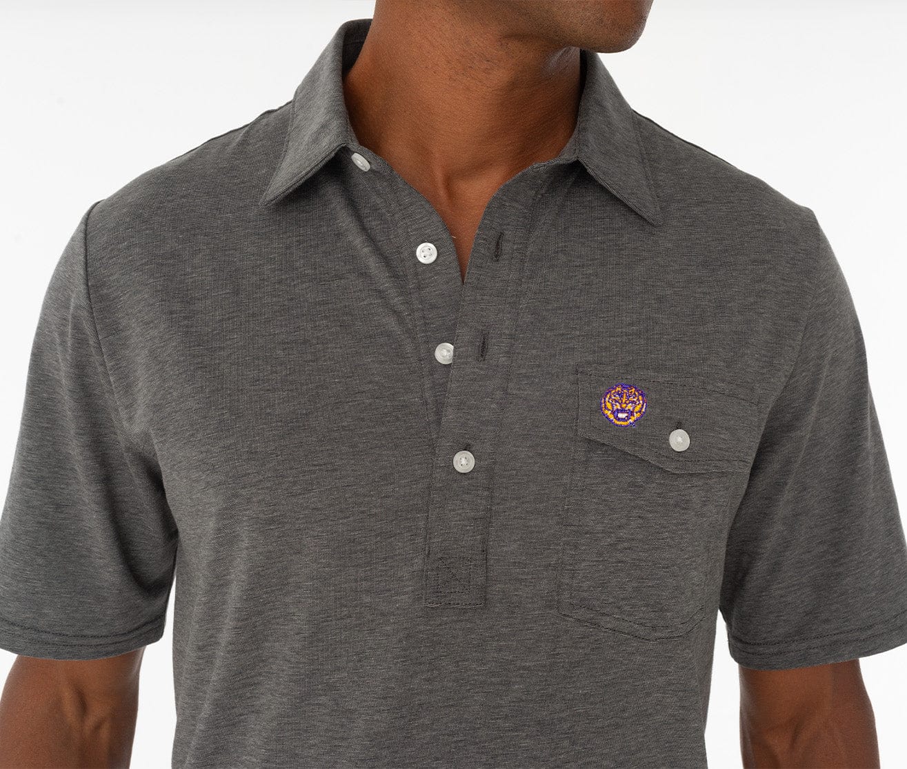 LSU Coach's Performance Players Shirt - Tiger Heather Gray Athletic Shirt for Football Fans & Game Day Outfits