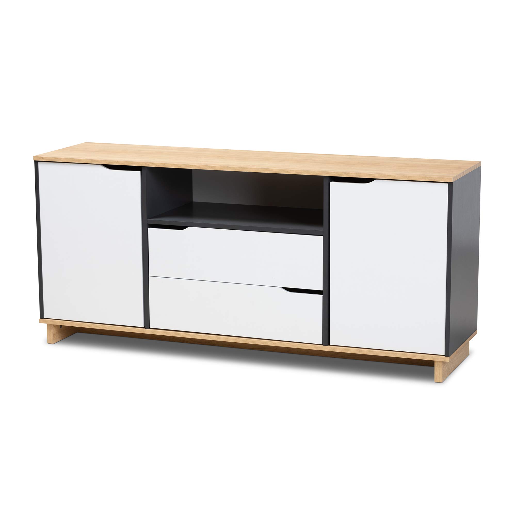Baxton Studio Modern Sideboard & Buffet Server - White, Oak, Grey Finish - Entryway, Dining Room, Living Room Storage Furniture