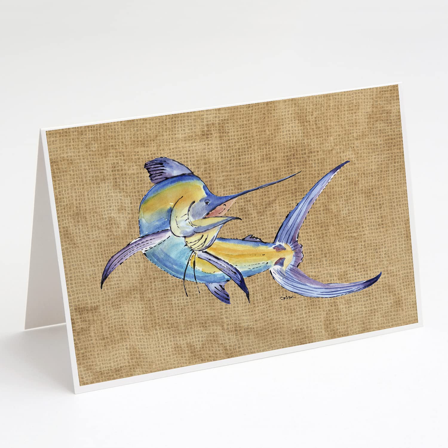 Blue Marlin Greeting Cards & Envelopes Set - Pack of 8 Blank A7 Note Cards (5x7 Inches) for Birthday, Thank You & Special Occasions | Whimsical Marine Theme Stationery